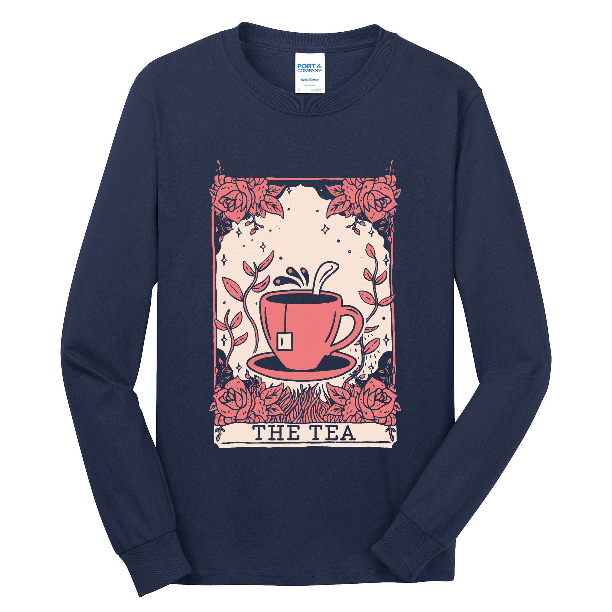The Tea Drinker Tarot Card Reading Occult Tall Long Sleeve T-Shirt