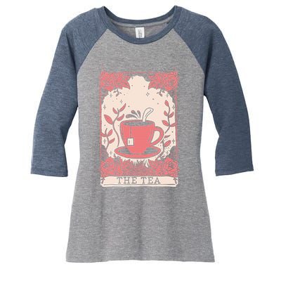 The Tea Drinker Tarot Card Reading Occult Women's Tri-Blend 3/4-Sleeve Raglan Shirt