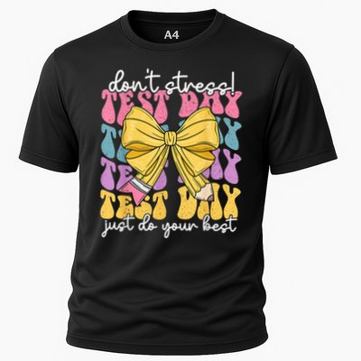 Teacher Test Day Dont Stress Just Do Your Best Coquette Bow Cooling Performance Crew T-Shirt