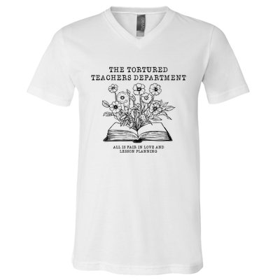 Tortured Teachers Department Funny Teacher V-Neck T-Shirt