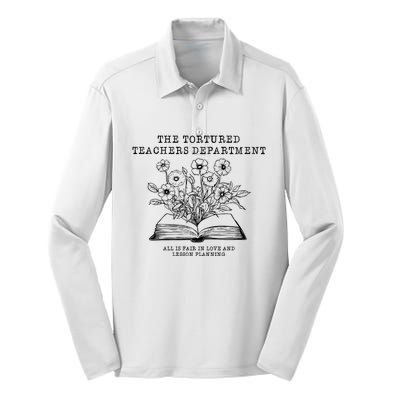 Tortured Teachers Department Funny Teacher Silk Touch Performance Long Sleeve Polo