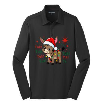 Tuki Tuki Donkey Feliz Navidad Mexican Mexican Christmas Silk Touch Performance Long Sleeve Polo