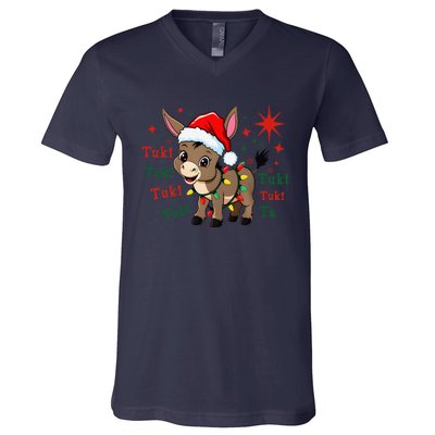 Tuki Tuki Donkey Feliz Navidad Mexican Mexican Christmas V-Neck T-Shirt