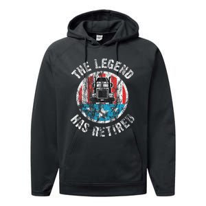 Truckers Truck Driver Retirement Performance Fleece Hoodie