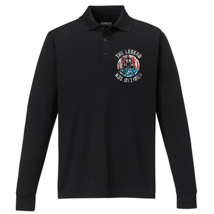 Truckers Truck Driver Retirement Performance Long Sleeve Polo