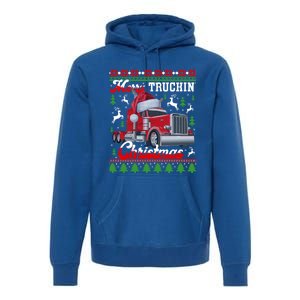 Trucker Truck Driver Ugly Xmas Merry Trucking Christmas Gift Premium Hoodie