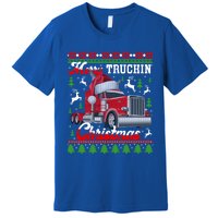 Trucker Truck Driver Ugly Xmas Merry Trucking Christmas Gift Premium T-Shirt