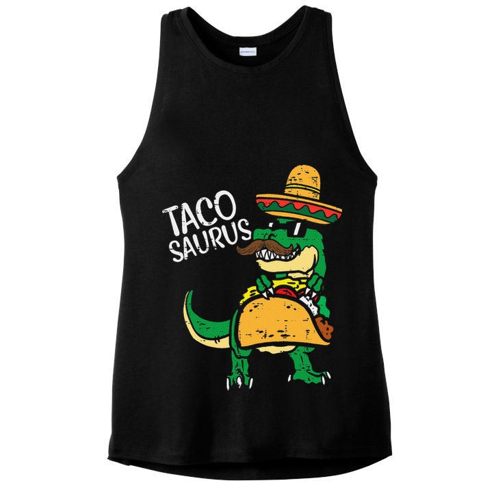 Tacosaurus Taco Dino Trex Cinco De Mayo Funny Ladies PosiCharge Tri-Blend Wicking Tank