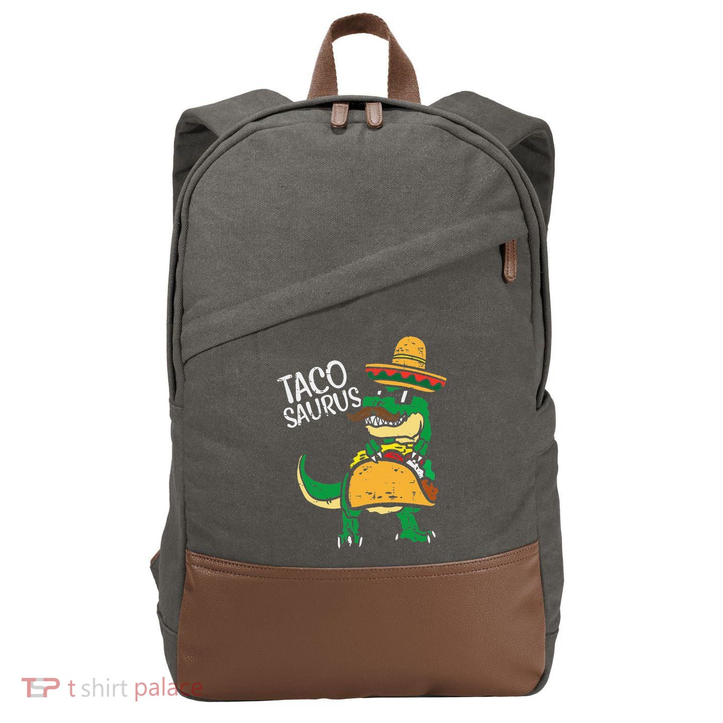 Tacosaurus Taco Dino Trex Cinco De Mayo Funny Cotton Canvas Backpack