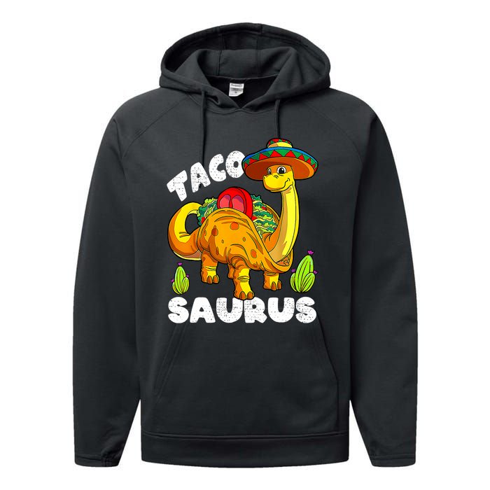 Tacosaurus Taco Dinosaur Funny Dino Cinco De Mayo Mexican Performance Fleece Hoodie