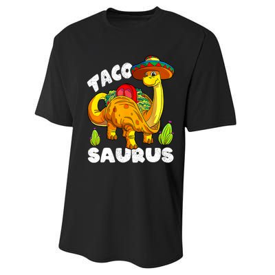 Tacosaurus Taco Dinosaur Funny Dino Cinco De Mayo Mexican Performance Sprint T-Shirt