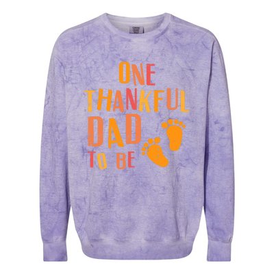 Thanksgiving Thankful Dad To Be Pregnancy Announcement Colorblast Crewneck Sweatshirt