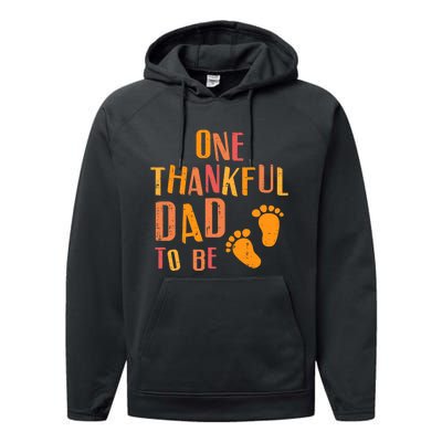 Thanksgiving Thankful Dad To Be Pregnancy Announcement Performance Fleece Hoodie