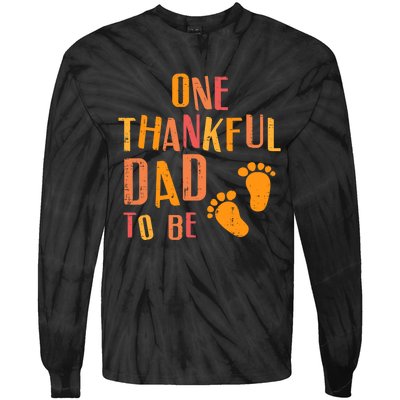 Thanksgiving Thankful Dad To Be Pregnancy Announcement Tie-Dye Long Sleeve Shirt