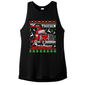 Trucker Truck Driver Ugly Xmas Merry Trucking Christmas Great Gift Ladies PosiCharge Tri-Blend Wicking Tank