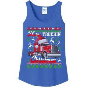 Trucker Truck Driver Ugly Xmas Merry Trucking Christmas Great Gift Ladies Essential Tank