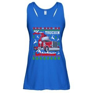 Trucker Truck Driver Ugly Xmas Merry Trucking Christmas Great Gift Ladies Essential Flowy Tank