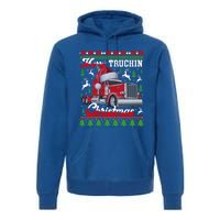 Trucker Truck Driver Ugly Xmas Merry Trucking Christmas Great Gift Premium Hoodie