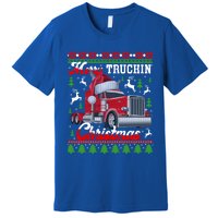 Trucker Truck Driver Ugly Xmas Merry Trucking Christmas Great Gift Premium T-Shirt