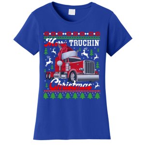 Trucker Truck Driver Ugly Xmas Merry Trucking Christmas Great Gift Women's T-Shirt