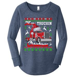 Trucker Truck Driver Ugly Xmas Merry Trucking Christmas Great Gift Women's Perfect Tri Tunic Long Sleeve Shirt