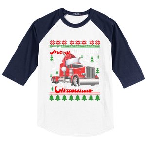 Trucker Truck Driver Ugly Xmas Merry Trucking Christmas Great Gift Baseball Sleeve Shirt