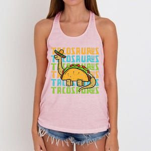 Tacosaurus Taco Dinosaur Funny Dino Cinco De Mayo Mexican Women's Knotted Racerback Tank