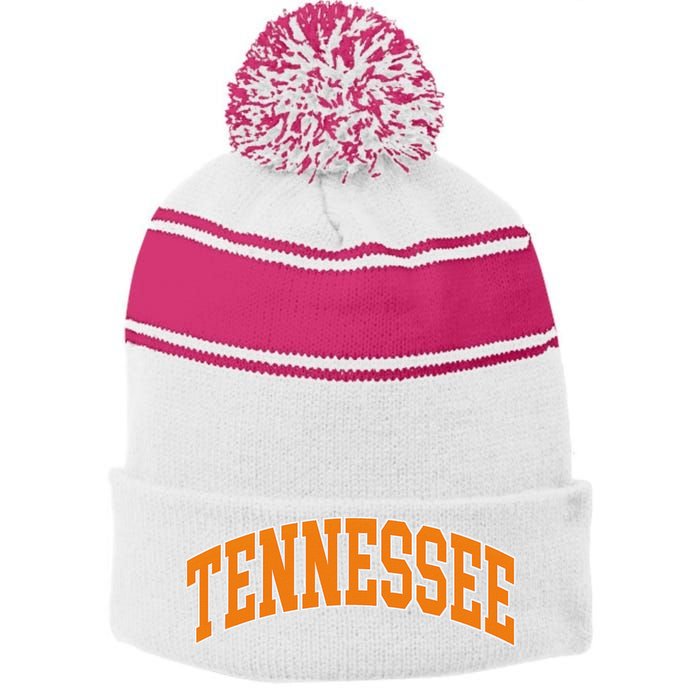 Tennessee Throwback Design Classic Stripe Pom Pom Beanie