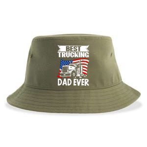 Trucker Truck Driver Best Trucking Dad Ever Gift Sustainable Bucket Hat