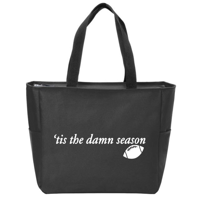 Tis The Damn Season Football Zip Tote Bag