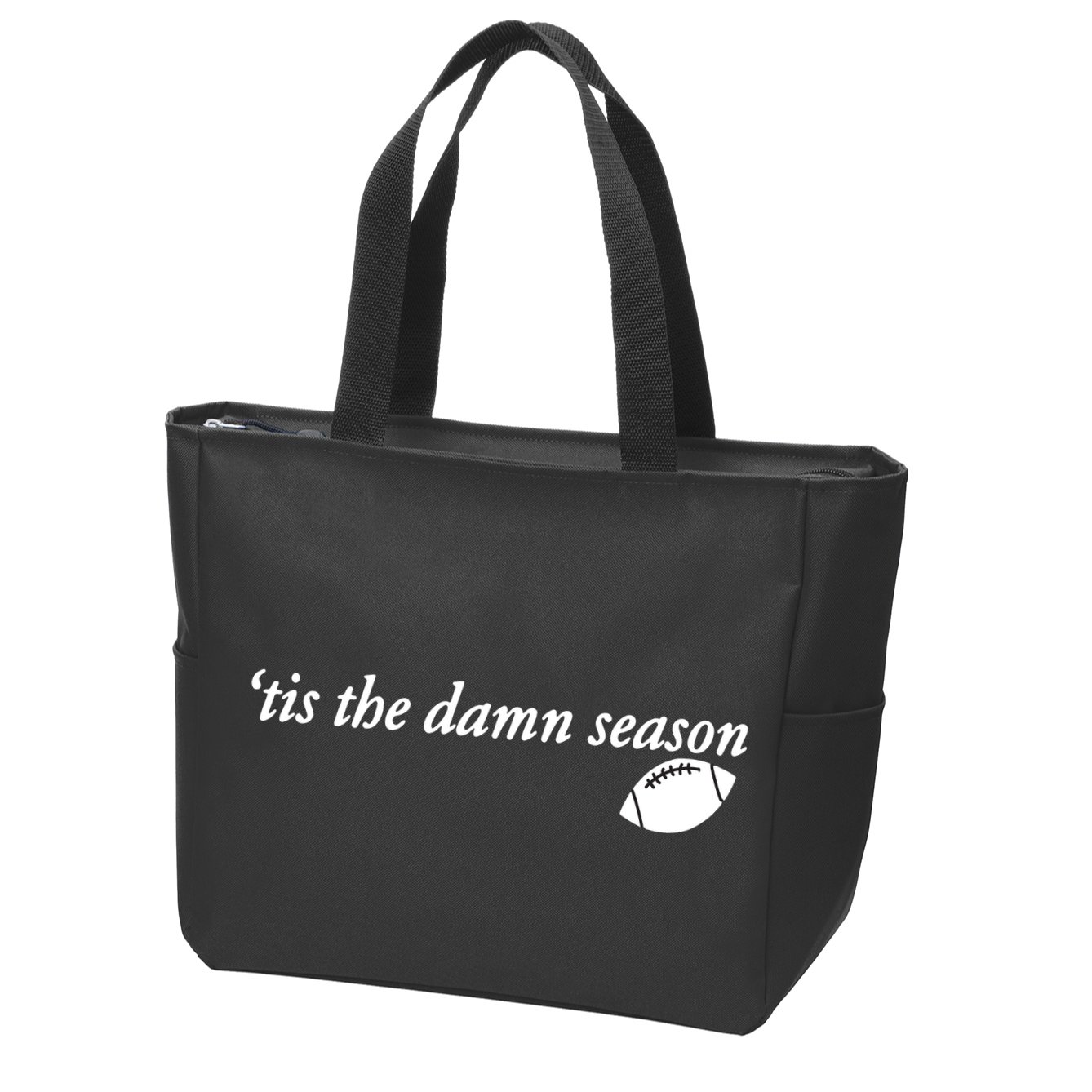 Tis The Damn Season Football Zip Tote Bag