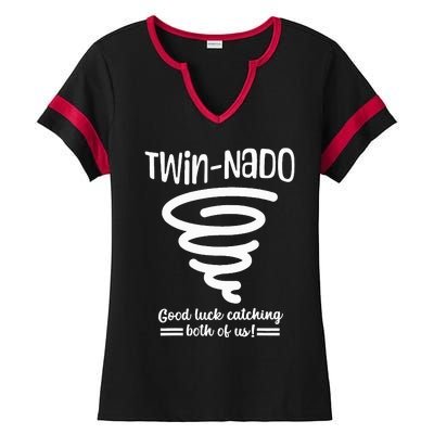 Tornado Twin Day For Spirit Week Best Friend Twinning Sister Ladies Halftime Notch Neck Tee