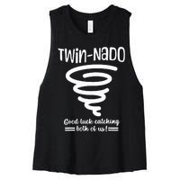 Tornado Twin Day For Spirit Week Best Friend Twinning Sister Women's Racerback Cropped Tank