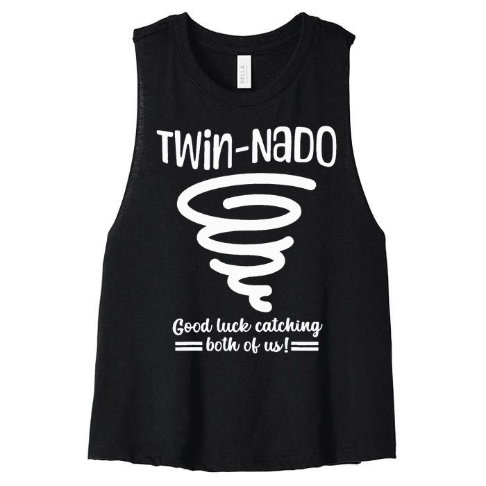 Tornado Twin Day For Spirit Week Best Friend Twinning Sister Women's Racerback Cropped Tank