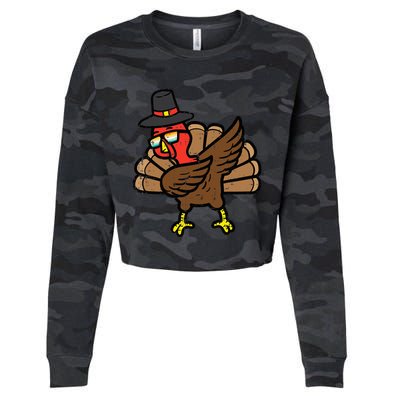 Thanksgiving Turkey Dab Dance Cropped Pullover Crew