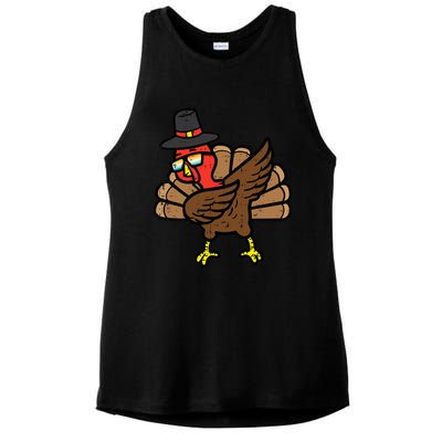 Thanksgiving Turkey Dab Dance Ladies PosiCharge Tri-Blend Wicking Tank