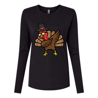 Thanksgiving Turkey Dab Dance Womens Cotton Relaxed Long Sleeve T-Shirt