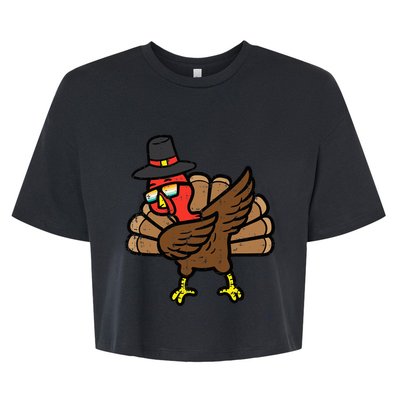 Thanksgiving Turkey Dab Dance Bella+Canvas Jersey Crop Tee