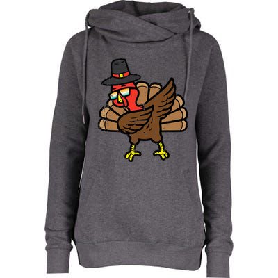 Thanksgiving Turkey Dab Dance Womens Funnel Neck Pullover Hood