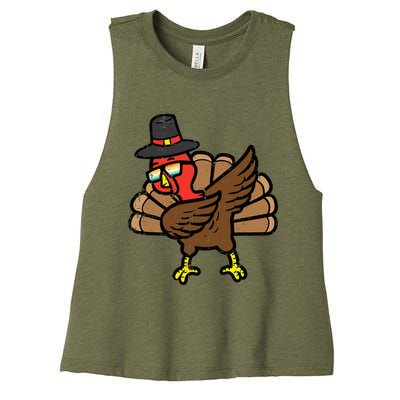 Thanksgiving Turkey Dab Dance Women's Racerback Cropped Tank