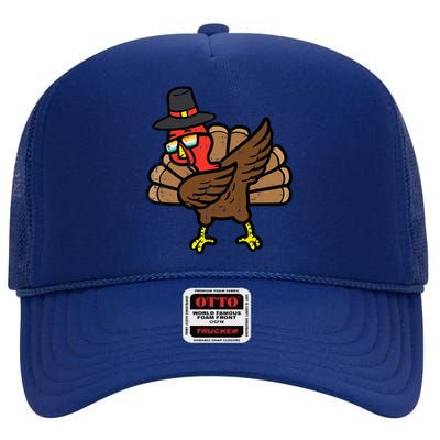 Thanksgiving Turkey Dab Dance High Crown Mesh Back Trucker Hat