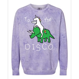 To The Disco Magical Unicorn Dinosaur Retro 80s Party Colorblast Crewneck Sweatshirt