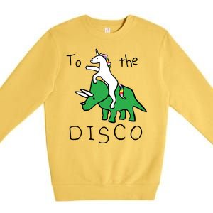 To The Disco Magical Unicorn Dinosaur Retro 80s Party Premium Crewneck Sweatshirt