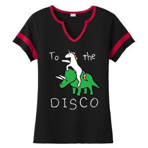 To The Disco Magical Unicorn Dinosaur Retro 80s Party Ladies Halftime Notch Neck Tee