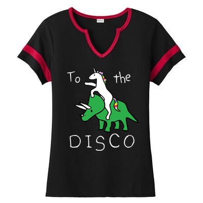 To The Disco Magical Unicorn Dinosaur Retro 80s Party Ladies Halftime Notch Neck Tee