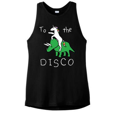 To The Disco Magical Unicorn Dinosaur Retro 80s Party Ladies PosiCharge Tri-Blend Wicking Tank