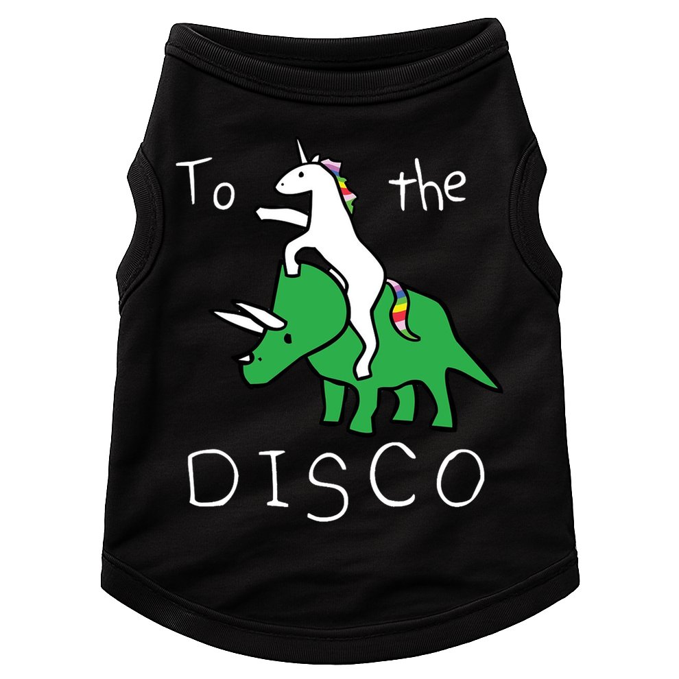 To The Disco Magical Unicorn Dinosaur Retro 80s Party Doggie Tank