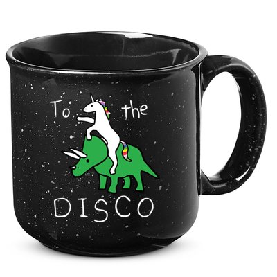 To The Disco Magical Unicorn Dinosaur Retro 80s Party 15oz Campfire Ceramic Mug