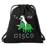 To The Disco Magical Unicorn Dinosaur Retro 80s Party Drawstring Bag