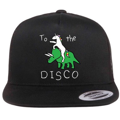 To The Disco Magical Unicorn Dinosaur Retro 80s Party Flatbill Hat